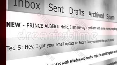 在线电子邮件界面动画新消息系列-外国王子诈骗电子邮件版本